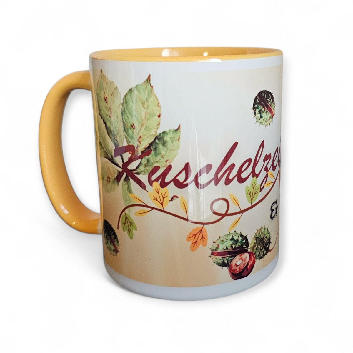 Kuschelzeit & Kaffee Tasse - Herbstliches Kastanien & Blätter Desgin