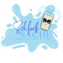 Blaues Schlucksachen Logo mit einem illustrierten, lächelnden Trinkglas auf einem hellblauen Farbklecks; darunter der Text Trinkgläser, Becher und Tassen.