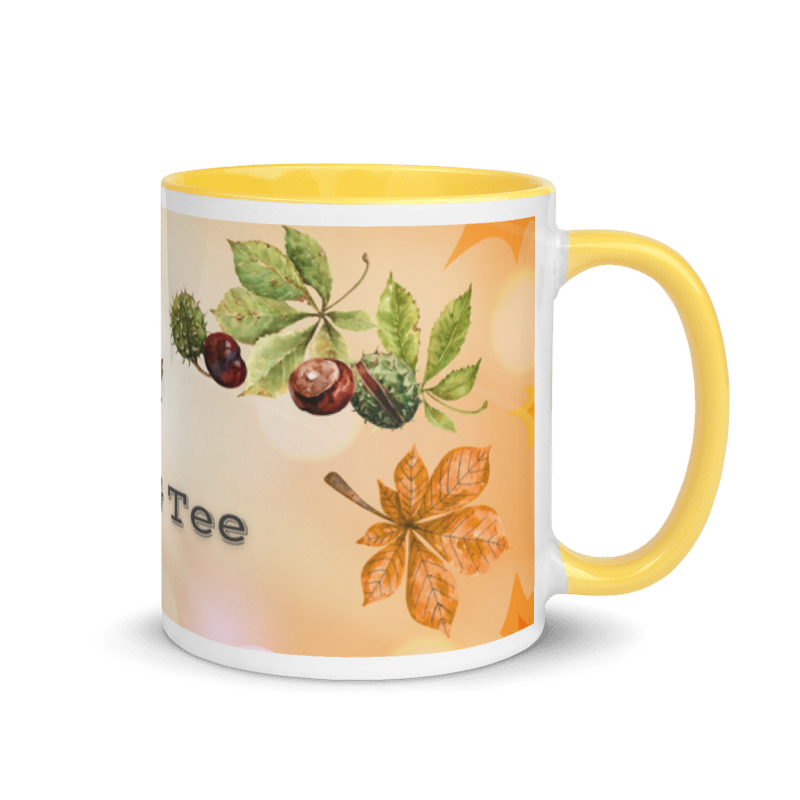 Tasse „Kuschelzeit & Tee“ – Herbsttasse mit Kastanien & Herbstlaub