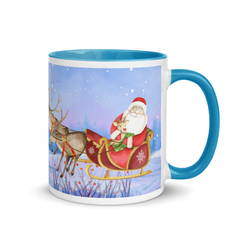 Nikolaus Tasse mit Schlitten & Rentieren | dunkelblau