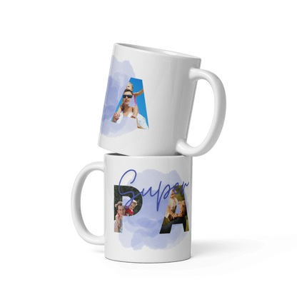 Personalisierte Fototasse „Super Papa“ – Geschenkidee mit eigenen Bildern