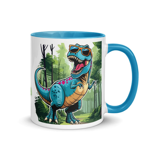 Lustige Kinder-Tasse „Ich brüll, wenn ich keinen Kaba bekomme!“ – Dino-Kaffeetasse mit grünem Henkel