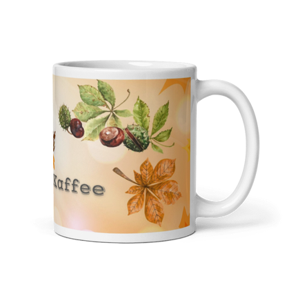 Kuschelzeit &amp; Kaffee Tasse - Herbstliches Kastanien &amp; Blätter Desgin