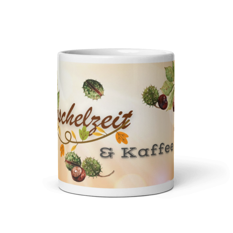 Kuschelzeit &amp; Kaffee Tasse - Herbstliches Kastanien &amp; Blätter Desgin