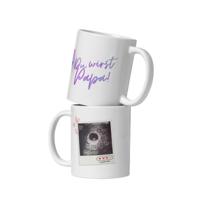 Personalisierte Fototasse „Du wirst Papa!“ mit Ultraschallbild – Geschenk zur Schwangerschaftsverkündung