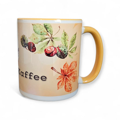 Kuschelzeit &amp; Kaffee Tasse - Herbstliches Kastanien &amp; Blätter Desgin