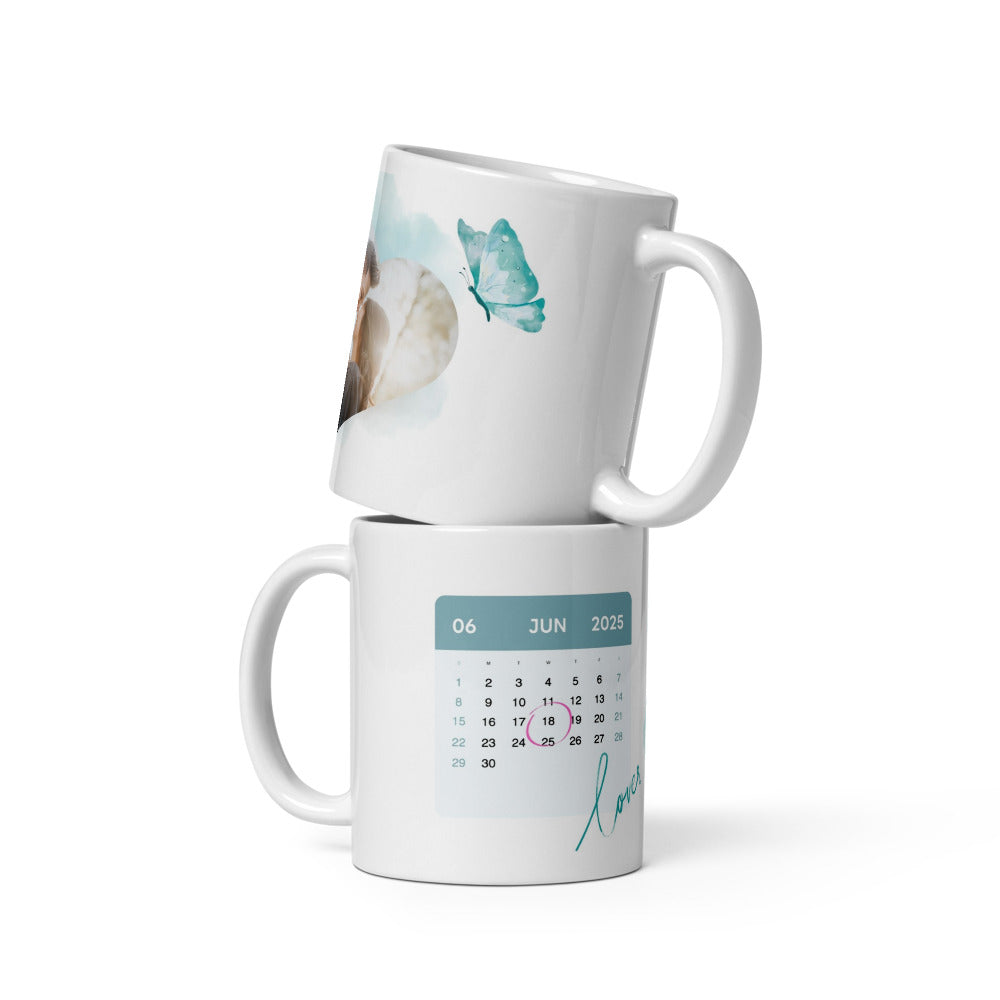 Fototasse Jahrestag „Lover“ – Personalisierte Tasse mit Datum & Herzeffekt