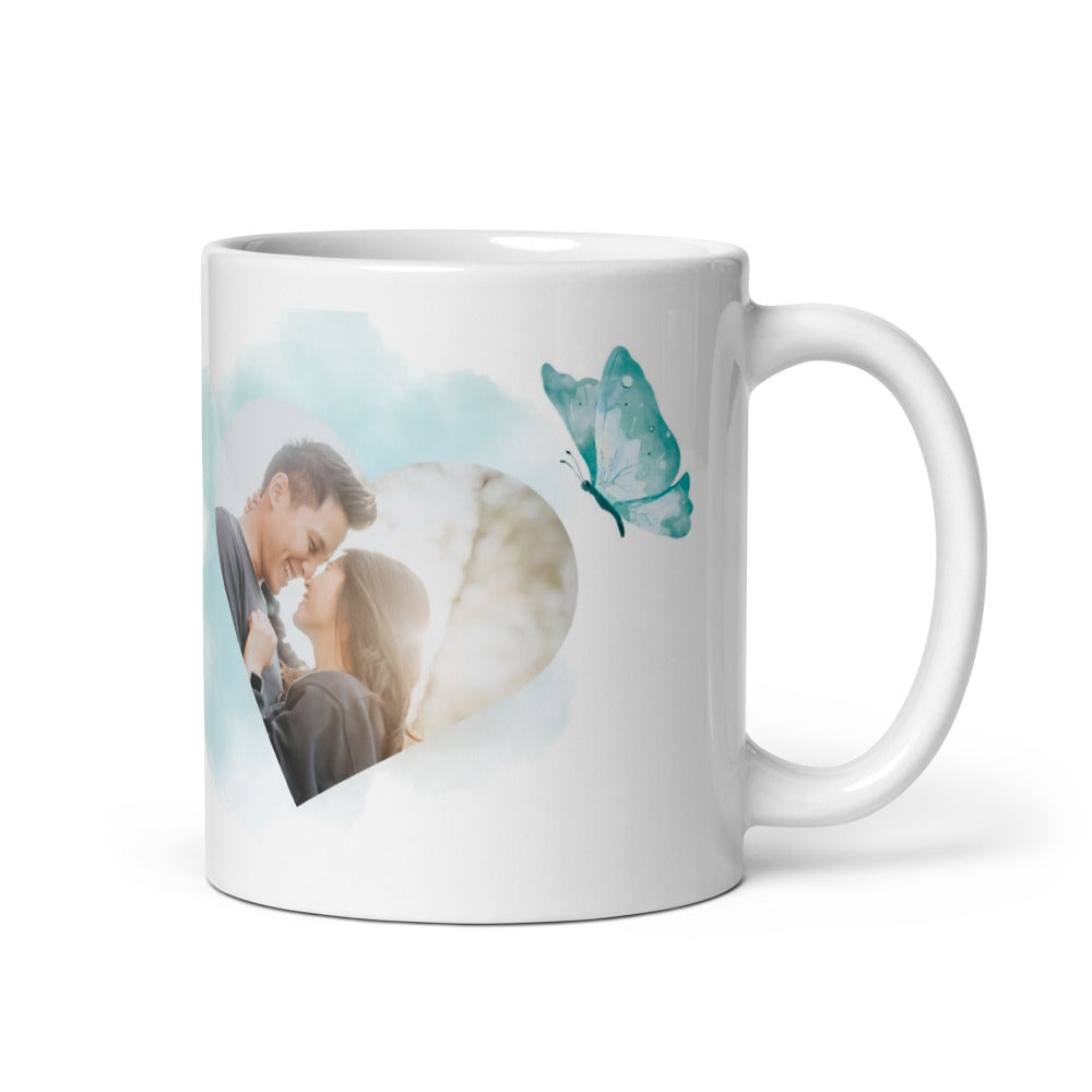 Fototasse Jahrestag „Lover“ – Personalisierte Tasse mit Datum & Herzeffekt