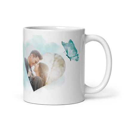 Fototasse Jahrestag „Lover“ – Personalisierte Tasse mit Datum & Herzeffekt
