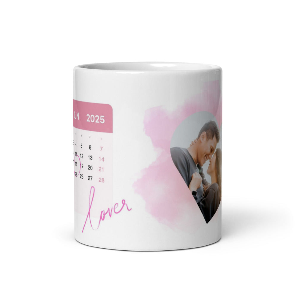 Fototasse Jahrestag „Lover“ – Personalisierte Tasse mit Datum & Herzeffekt
