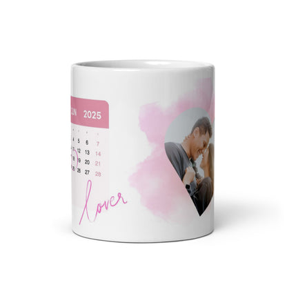 Fototasse Jahrestag „Lover“ – Personalisierte Tasse mit Datum & Herzeffekt