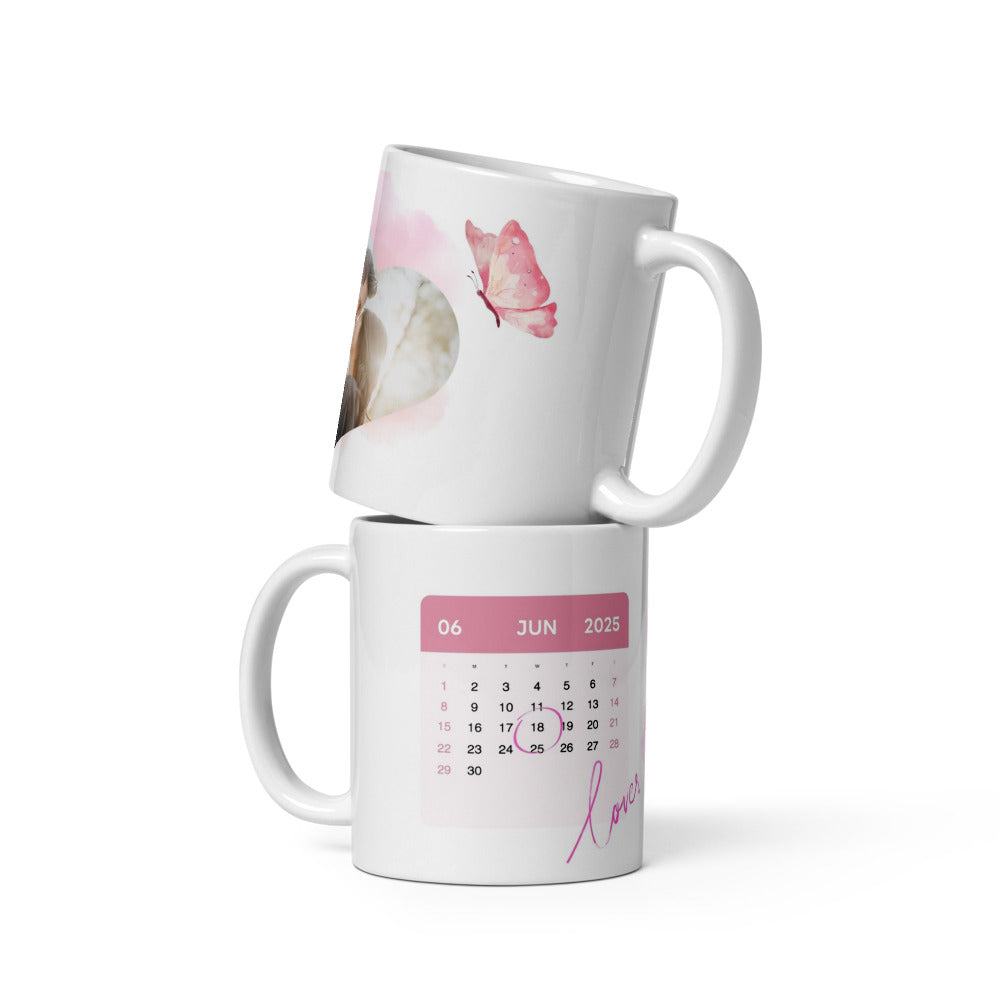Fototasse Jahrestag „Lover“ – Personalisierte Tasse mit Datum & Herzeffekt