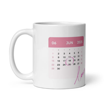 Fototasse Jahrestag „Lover“ – Personalisierte Tasse mit Datum & Herzeffekt