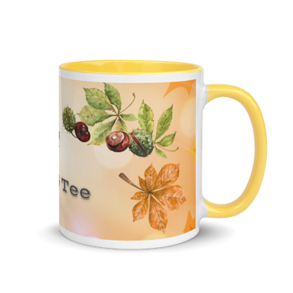 Tasse „Kuschelzeit &amp; Tee“ – Herbsttasse mit Kastanien &amp; Herbstlaub