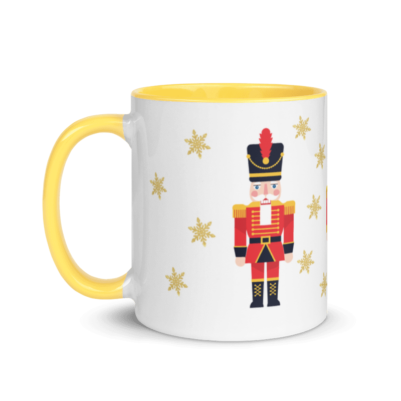 Weihnachtstasse Nussknacker mit goldenen Schneeflocken