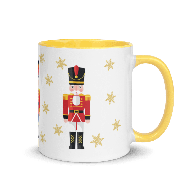 Weihnachtstasse Nussknacker mit goldenen Schneeflocken