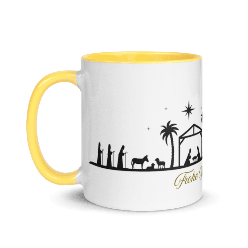 Tasse „Stille Nacht“ – Weihnachtstasse mit Krippe, Stern &amp; Kamelen