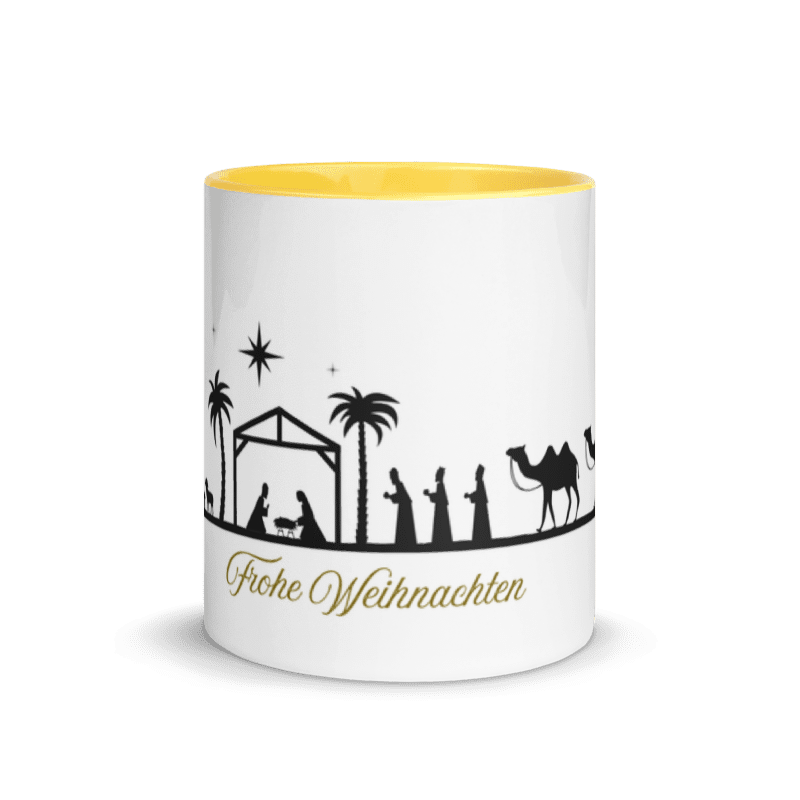 Tasse „Stille Nacht“ – Weihnachtstasse mit Krippe, Stern &amp; Kamelen