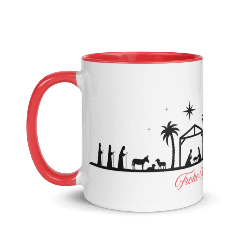 Tasse „Stille Nacht“ – Weihnachtstasse mit Krippe, Stern &amp; Kamelen