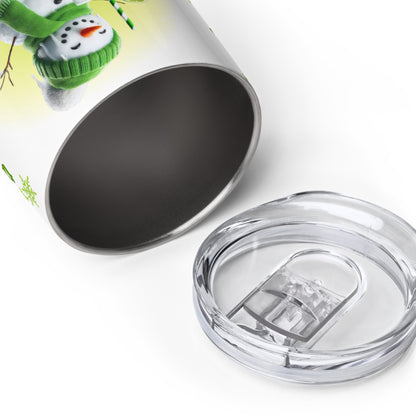 Edelstahl-Weinbecher von unten mit sichtbarer Innenseite aus Edelstahl und transparentem Deckel