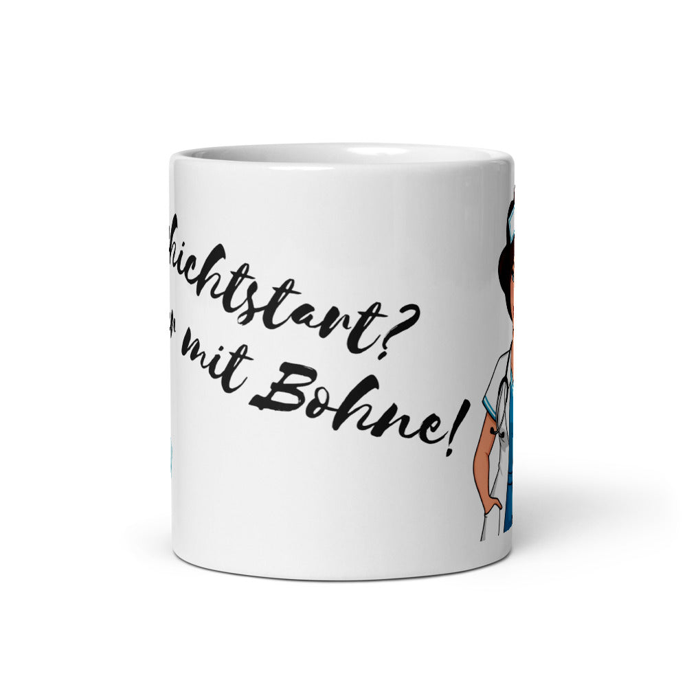Kaffeetasse: "Schichtstart? Nur mit Bohne"