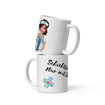 Kaffeetasse: "Schichtstart? Nur mit Bohne"