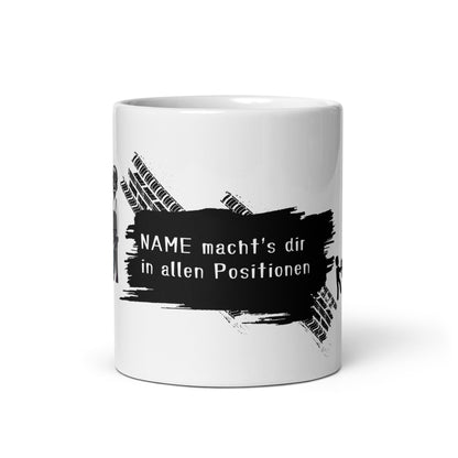 Personalisierte Tasse „NAME macht's dir in allen Positionen“ – Geschenk für Mechaniker & Schrauber | Schlucksachen