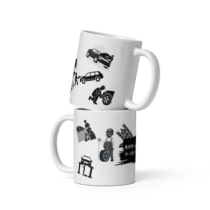 Personalisierte Tasse „NAME macht's dir in allen Positionen“ – Geschenk für Mechaniker & Schrauber | Schlucksachen