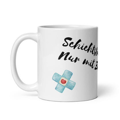 Kaffeetasse: "Schichtstart? Nur mit Bohne"