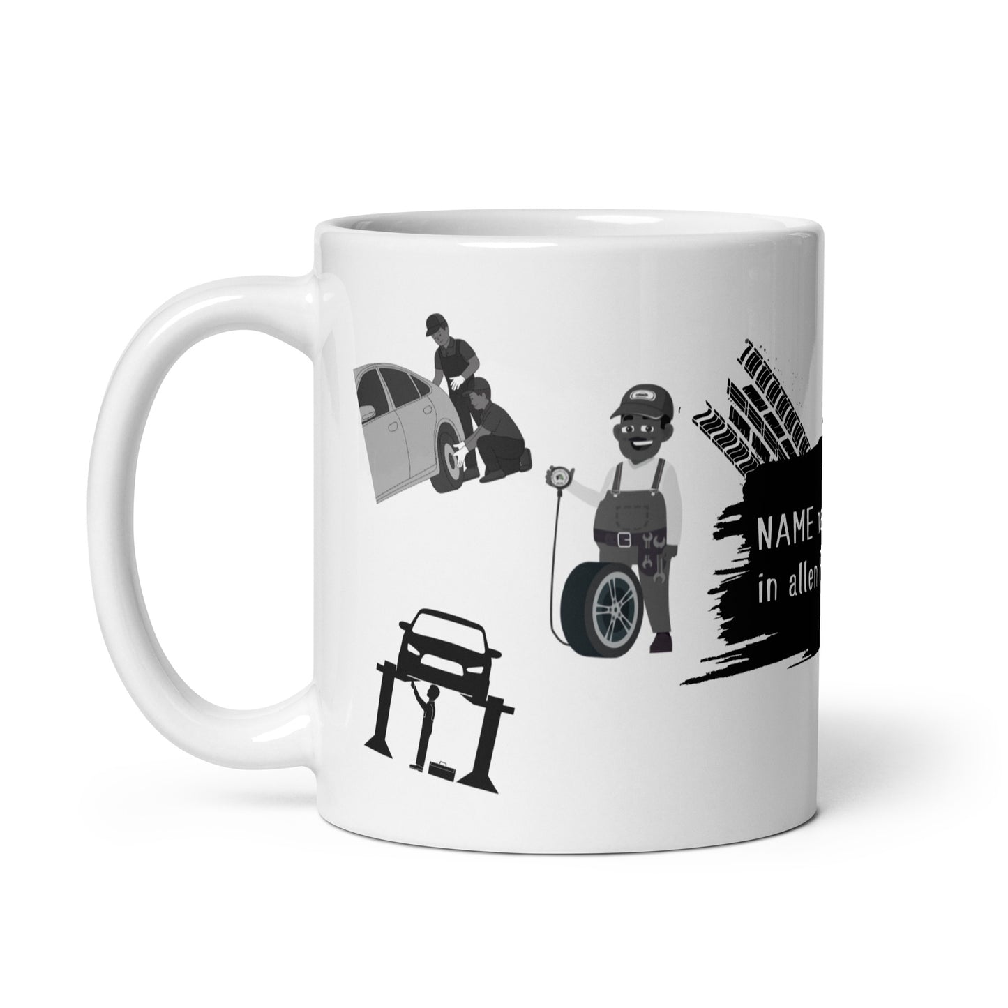 Personalisierte Tasse „NAME macht's dir in allen Positionen“ – Geschenk für Mechaniker & Schrauber | Schlucksachen