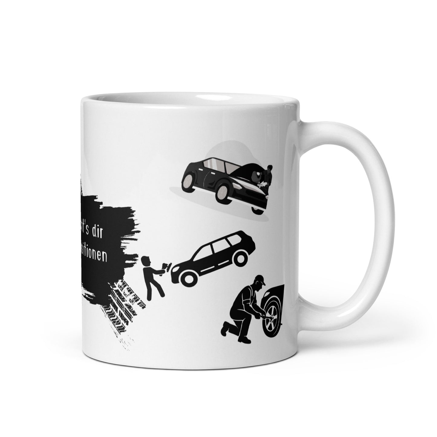 Personalisierte Tasse „NAME macht's dir in allen Positionen“ – Geschenk für Mechaniker & Schrauber | Schlucksachen