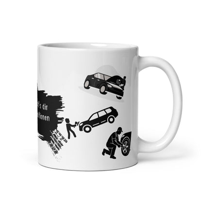 Personalisierte Tasse „NAME macht's dir in allen Positionen“ – Geschenk für Mechaniker & Schrauber | Schlucksachen